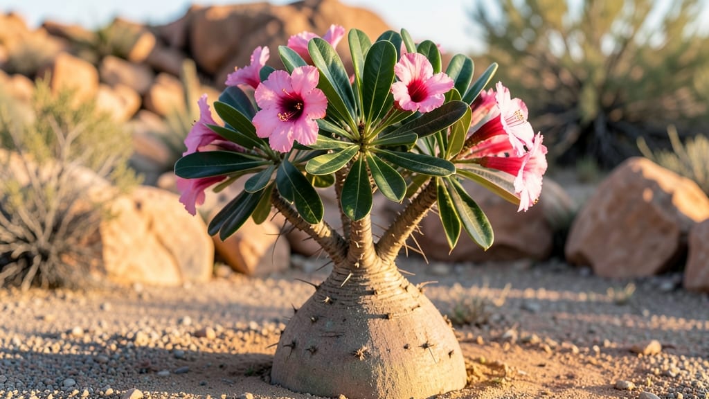 Pink Desert Rose Plant: Drought-Resistant Beauty With Velvety Blooms Year-Round